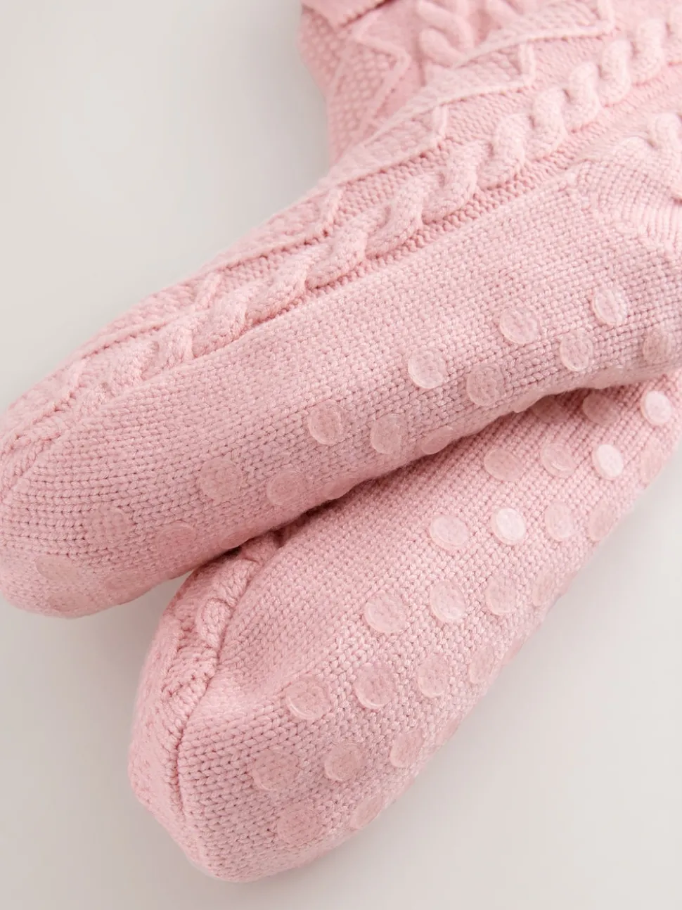 Baker by Ted Baker Pink Girls Cable Knitted Cosy Slipper Socks with Bow