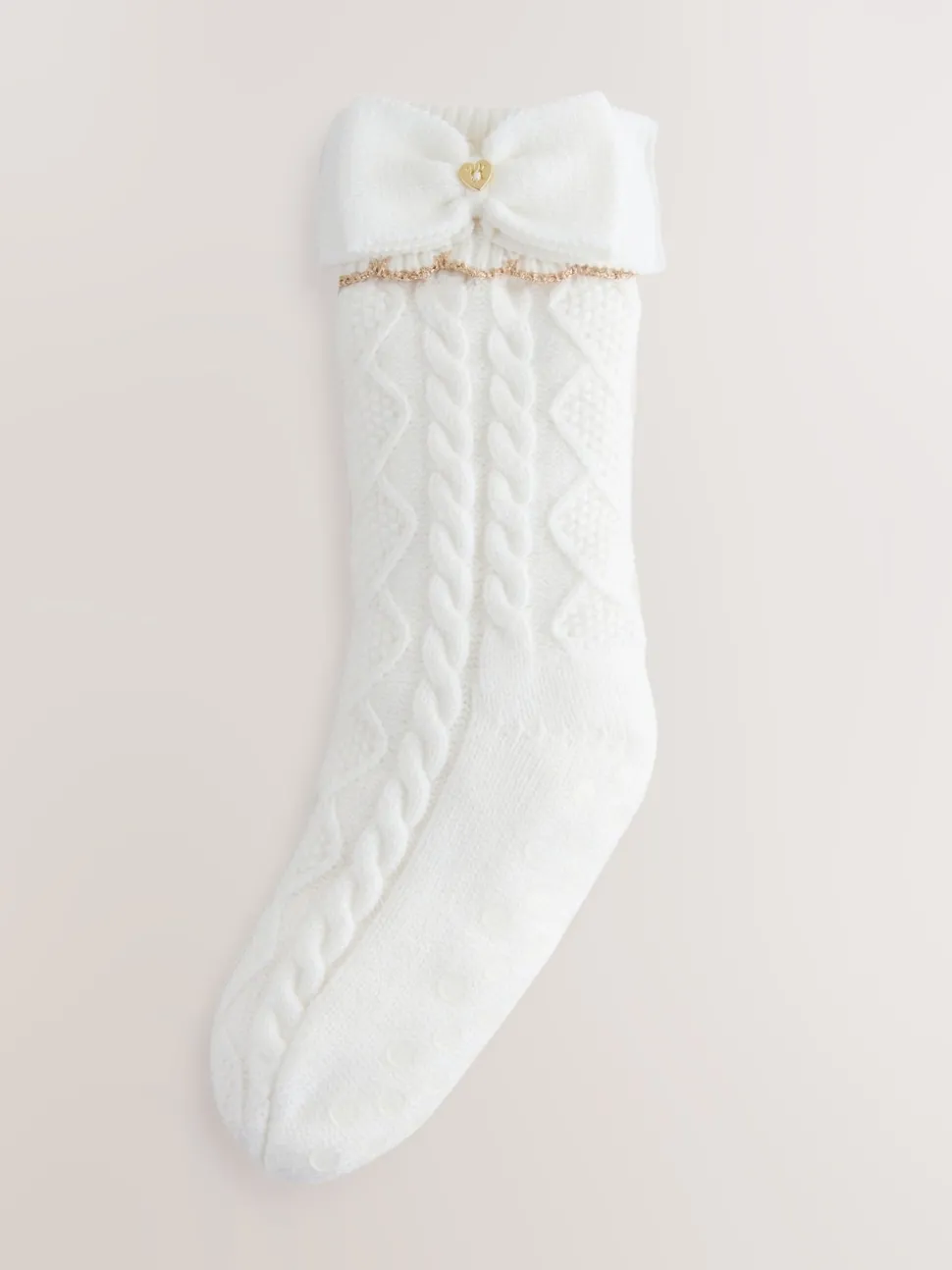 Baker by Ted Baker Pink Girls Cable Knitted Cosy Slipper Socks with Bow