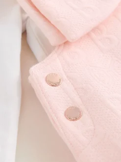 Baker by Ted Baker Pink Jacquard Bow Dungarees & T-Shirt Set