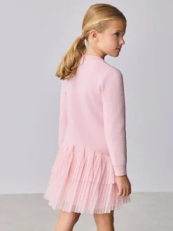 Baker by Ted Baker Pink Knitted Mesh Tulle Hem Dress