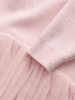 Baker by Ted Baker Pink Knitted Mesh Tulle Hem Dress
