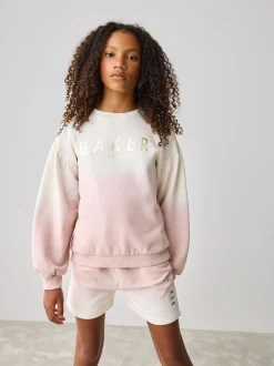 Baker by Ted Baker Pink/Lilac 2 Piece Ombre Sweatshirt & Shorts Set