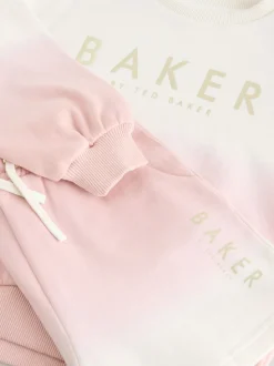 Baker by Ted Baker Pink/Lilac 2 Piece Ombre Sweatshirt & Shorts Set