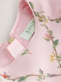 Baker by Ted Baker Pink Organza Floral Trellis Lace Overlay Dress