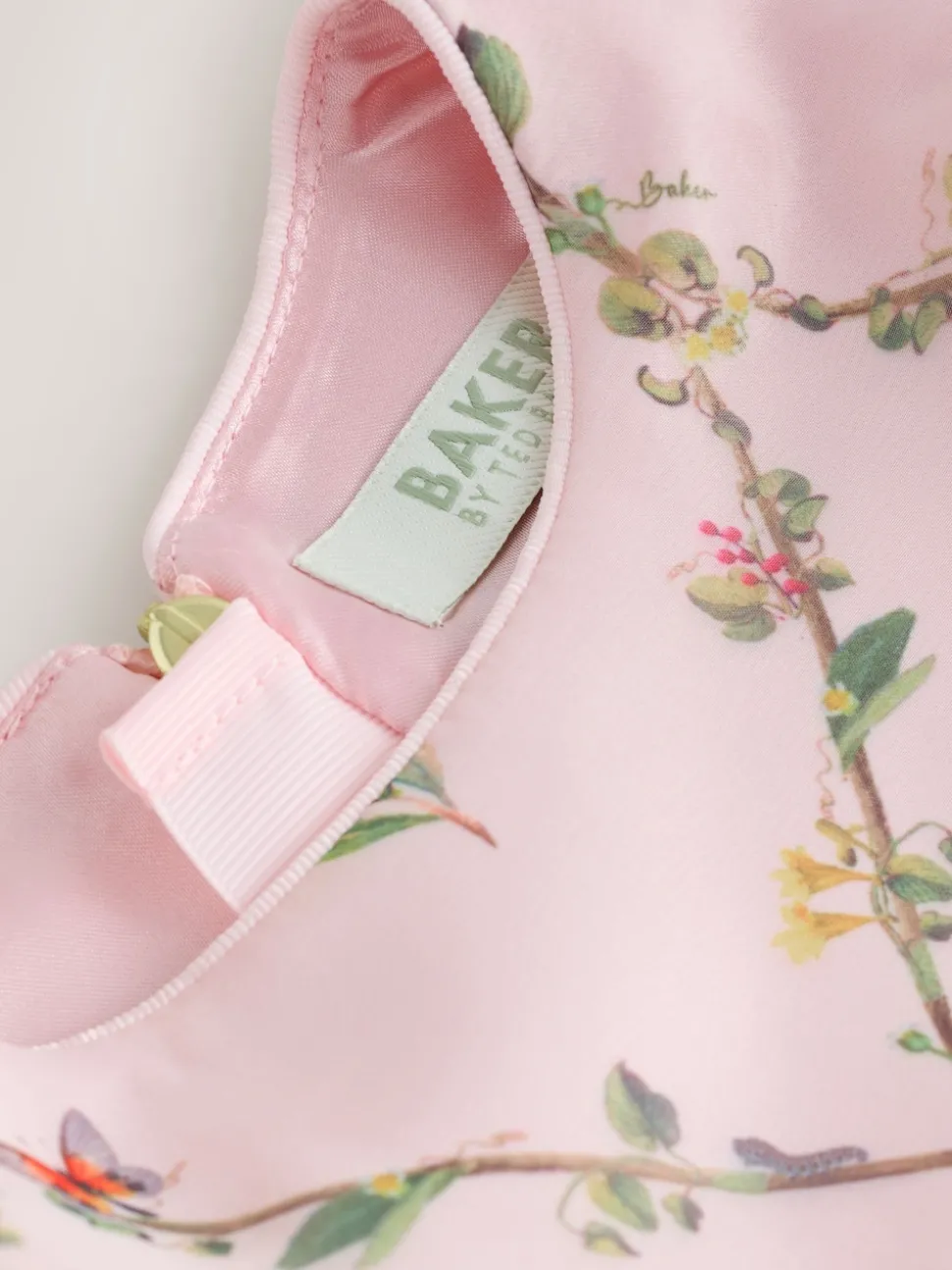 Baker by Ted Baker Pink Organza Floral Trellis Lace Overlay Dress