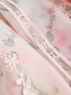 Baker by Ted Baker Pink Organza Floral Trellis Lace Overlay Dress