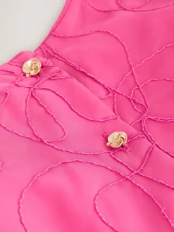 Baker by Ted Baker Pink Organza Cord Puff Sleeve Occasion Dress & Scrunchie Set