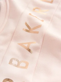 Baker by Ted Baker Pink 2 Piece Metallic Side Graphic Sweat & Wide Leg Joggers Set