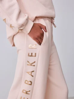 Baker by Ted Baker Pink 2 Piece Metallic Side Graphic Sweat & Wide Leg Joggers Set