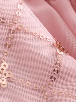 Baker by Ted Baker Pink 2 Piece Sequin Mesh Top & Ruffle Tier Skirt Set