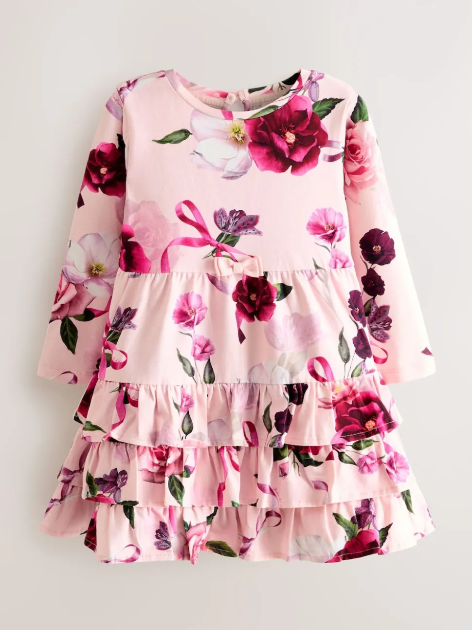 Baker by Ted Baker Pink Ruffle Hem Floral Jersey Dress