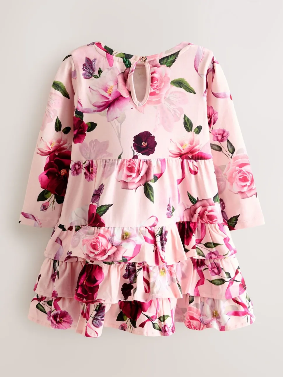 Baker by Ted Baker Pink Ruffle Hem Floral Jersey Dress