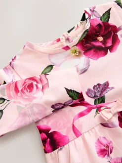 Baker by Ted Baker Pink Ruffle Hem Floral Jersey Dress