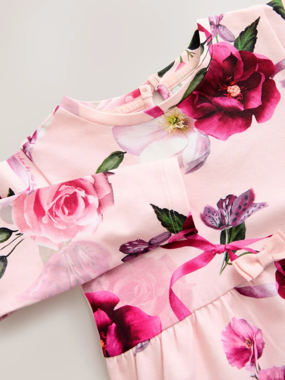 Baker by Ted Baker Pink Ruffle Hem Floral Jersey Dress
