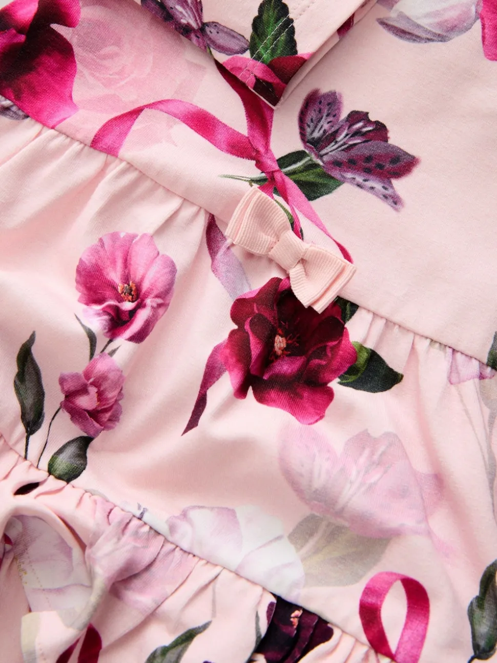 Baker by Ted Baker Pink Ruffle Hem Floral Jersey Dress