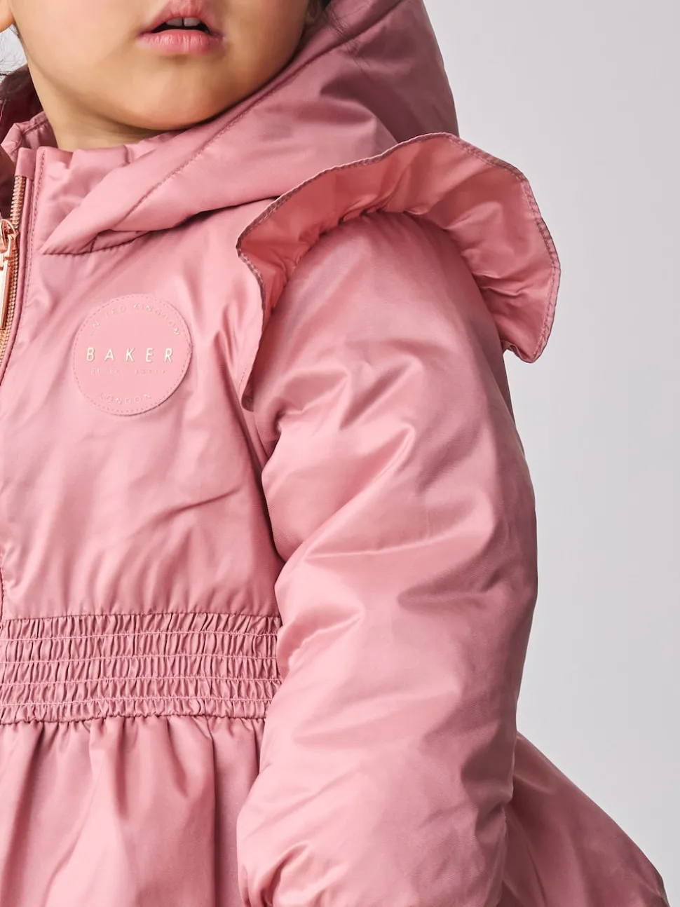 Baker by Ted Baker Pink Shower Resistant Lightweight Scallop Raincoat