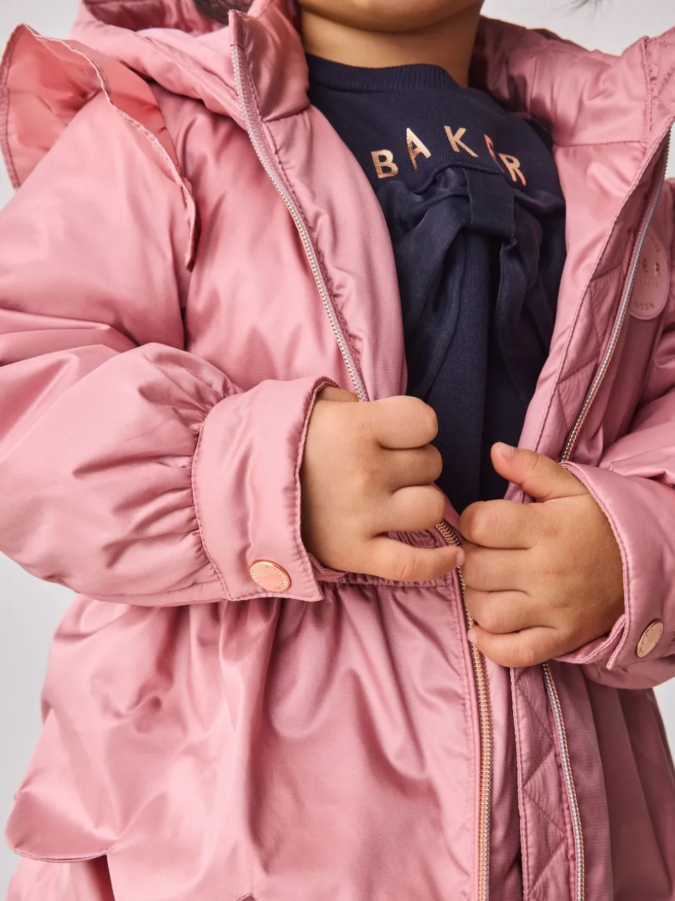 Baker by Ted Baker Pink Shower Resistant Lightweight Scallop Raincoat