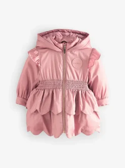 Baker by Ted Baker Pink Shower Resistant Lightweight Scallop Raincoat