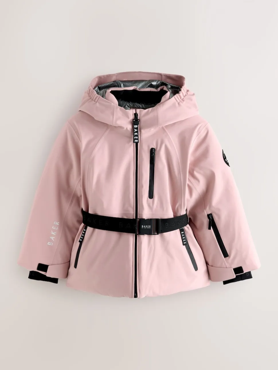 Baker by Ted Baker Pink Waterproof Belted Padded Ski Jacket
