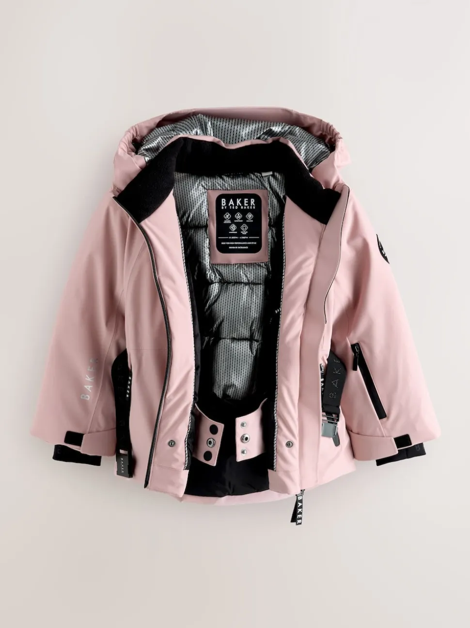 Baker by Ted Baker Pink Waterproof Belted Padded Ski Jacket