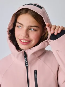 Baker by Ted Baker Pink Waterproof Belted Padded Ski Jacket