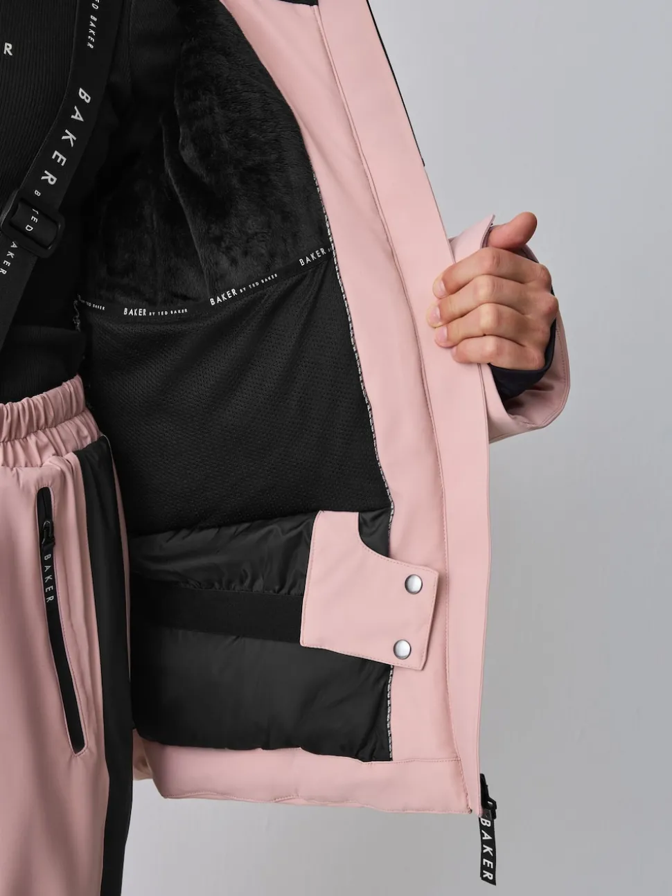 Baker by Ted Baker Pink Waterproof Belted Padded Ski Jacket