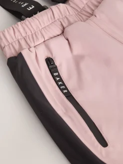 Baker by Ted Baker Pink Waterproof Logo-Tape Padded Ski Salopettes Trousers
