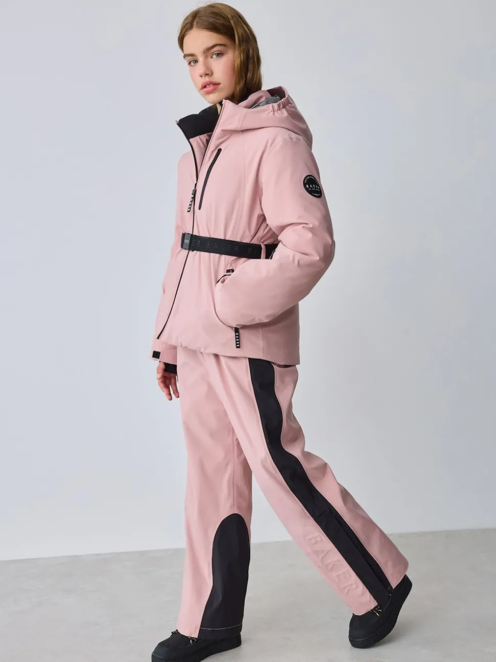 Baker by Ted Baker Pink Waterproof Logo-Tape Padded Ski Salopettes Trousers