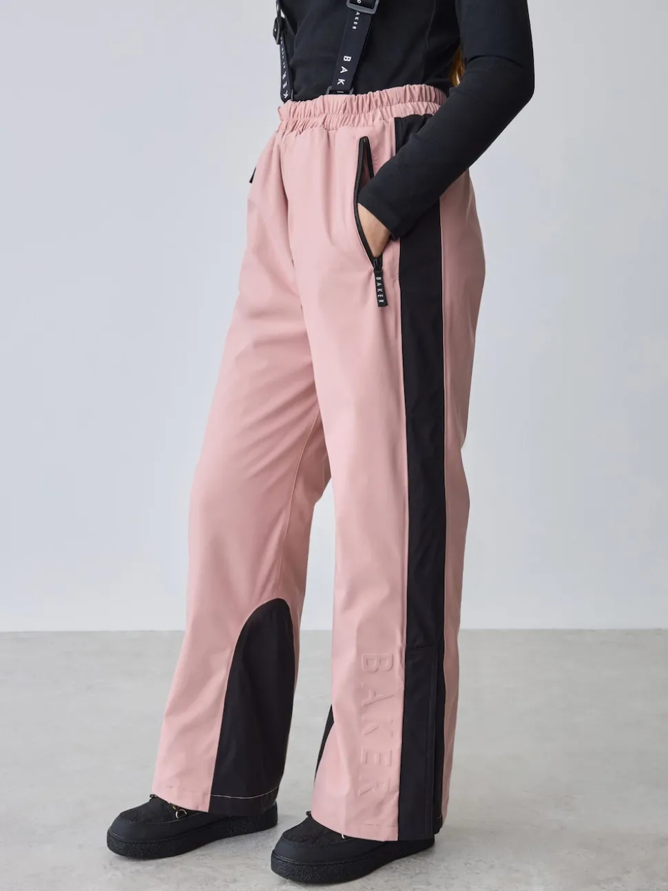 Baker by Ted Baker Pink Waterproof Logo-Tape Padded Ski Salopettes Trousers
