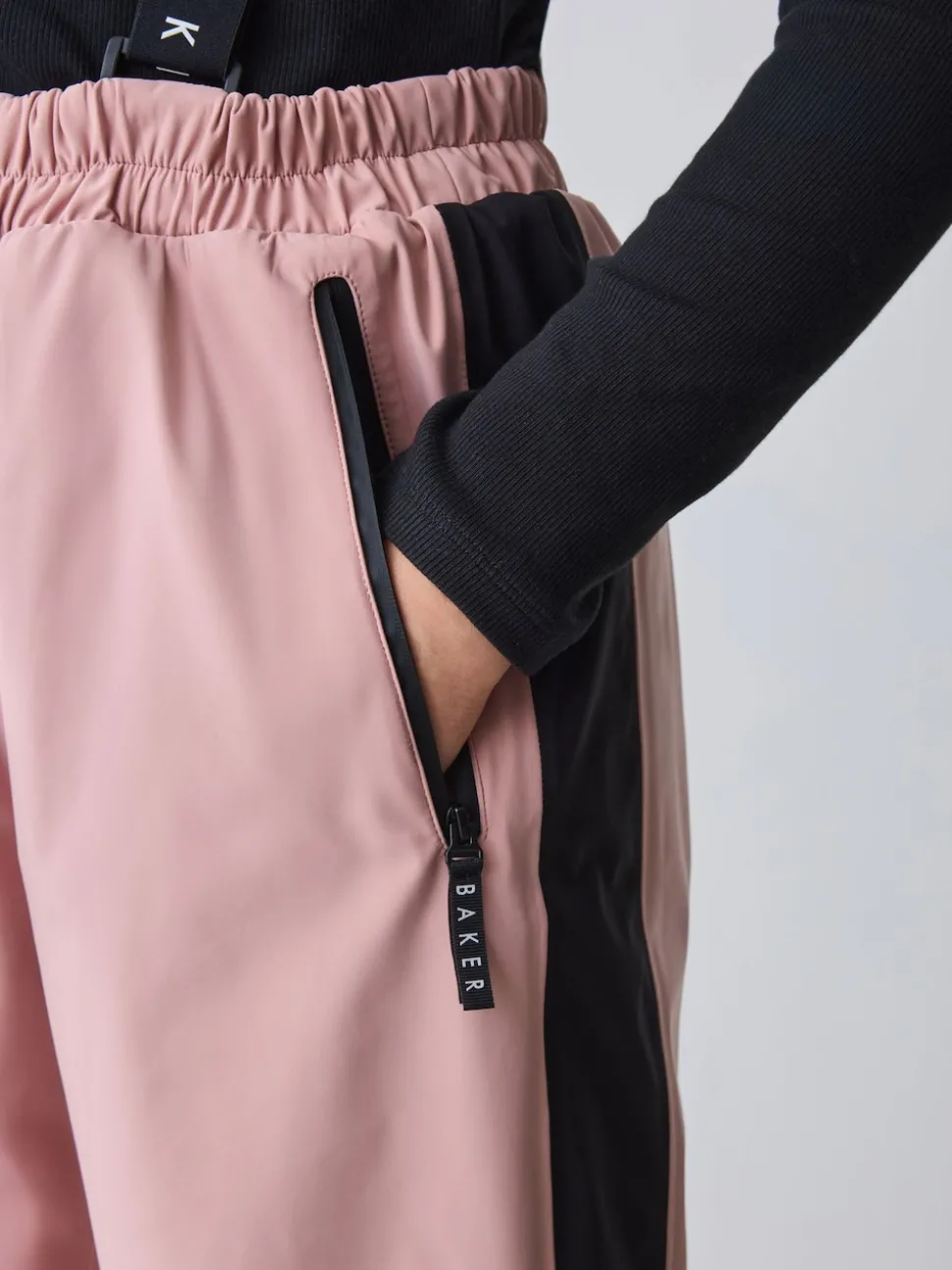 Baker by Ted Baker Pink Waterproof Logo-Tape Padded Ski Salopettes Trousers