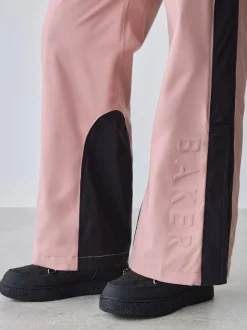 Baker by Ted Baker Pink Waterproof Logo-Tape Padded Ski Salopettes Trousers