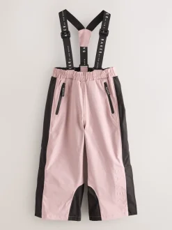 Baker by Ted Baker Pink Waterproof Logo-Tape Padded Ski Salopettes Trousers