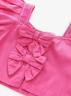 Baker by Ted Baker Pink Woven Puff Sleeve Top and Tier Skirt Set 2 Piece