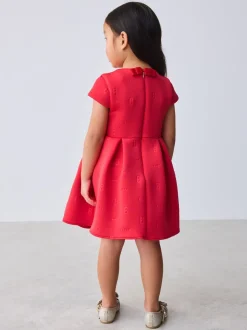 Baker by Ted Baker Red 3D Corsage Embossed Scuba Dress