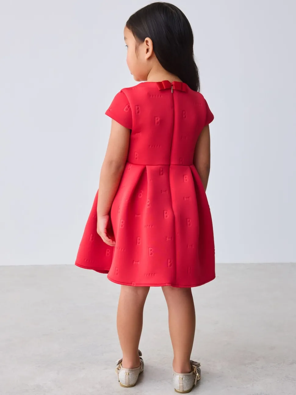 Baker by Ted Baker Red 3D Corsage Embossed Scuba Dress