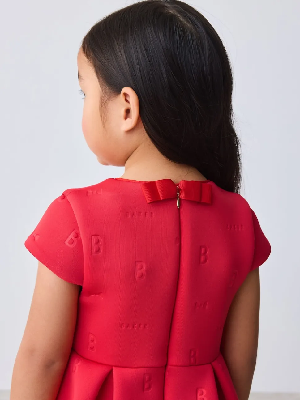 Baker by Ted Baker Red 3D Corsage Embossed Scuba Dress