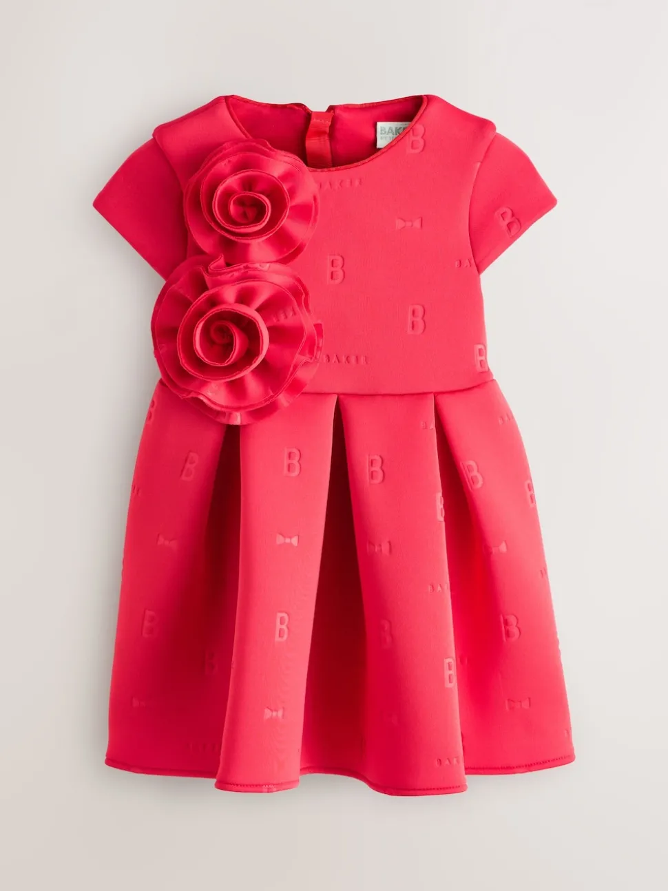 Baker by Ted Baker Red 3D Corsage Embossed Scuba Dress