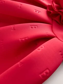 Baker by Ted Baker Red 3D Corsage Embossed Scuba Dress