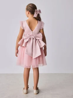 Baker by Ted Baker Satin Bow Back Peplum Tulle Occasion Dress & Scrunchie