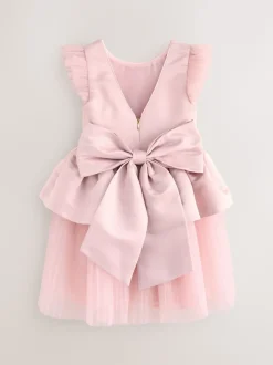 Baker by Ted Baker Satin Bow Back Peplum Tulle Occasion Dress & Scrunchie