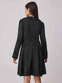 Baker by Ted Baker Satin Collared Ponte Black Dress