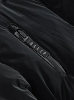 Baker by Ted Baker Shower Resistant Longline Belted Padded Black Parka
