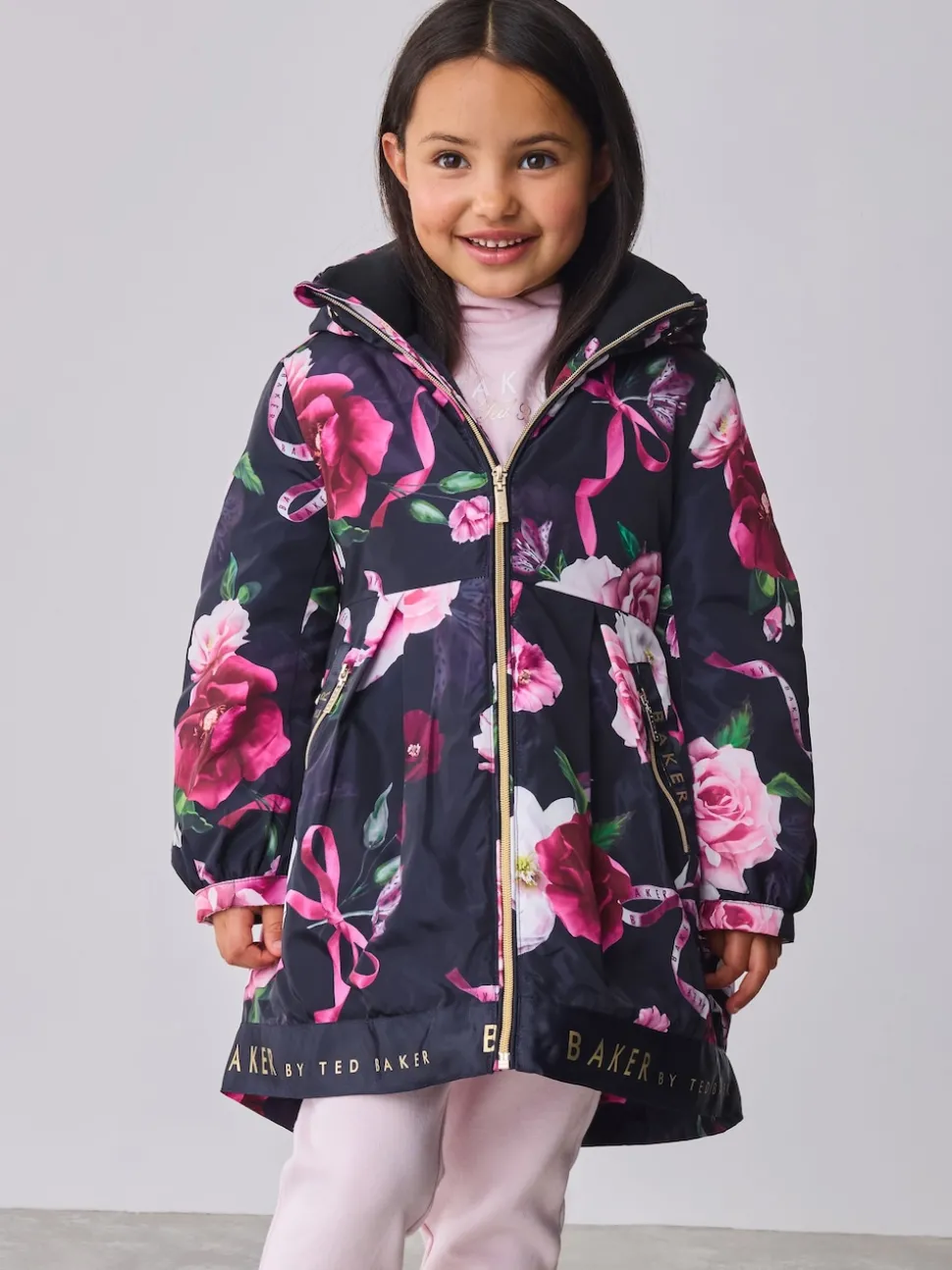 Baker by Ted Baker Shower Resistant Branded Hem Raincoat