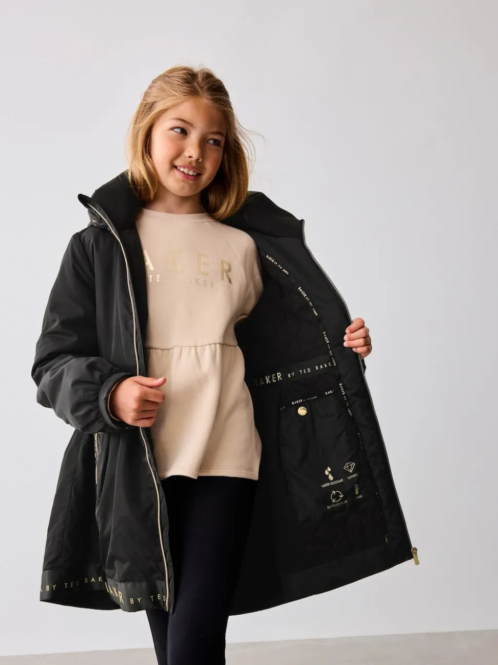 Baker by Ted Baker Shower Resistant Branded Hem Raincoat