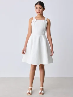 Baker by Ted Baker White Lace Bow Scuba Dress