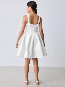 Baker by Ted Baker White Lace Bow Scuba Dress