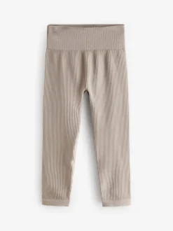 Beige Seamless Ribbed High Waist Leggings (3-16yrs)