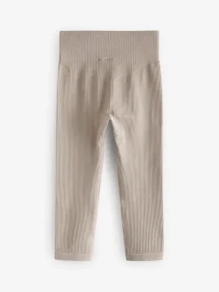 Beige Seamless Ribbed High Waist Leggings (3-16yrs)