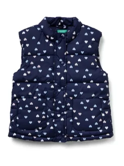 Benetton Blue Girls Printed Padded Gilet (2-6 yrs)