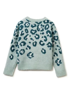Benetton Blue Leopard Print Knitted Jumper